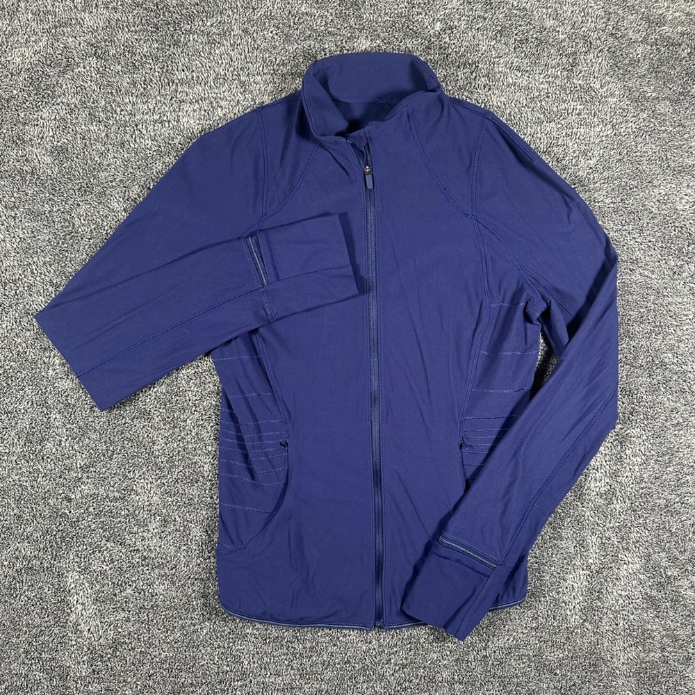 Lululemon Jacket Womens 6 Define Blue Full Zip Mock Neck Thumbholes Activewear